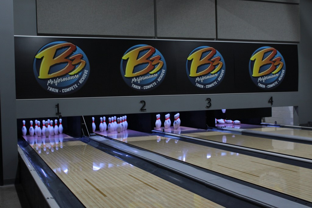 The view of a small bowling alley