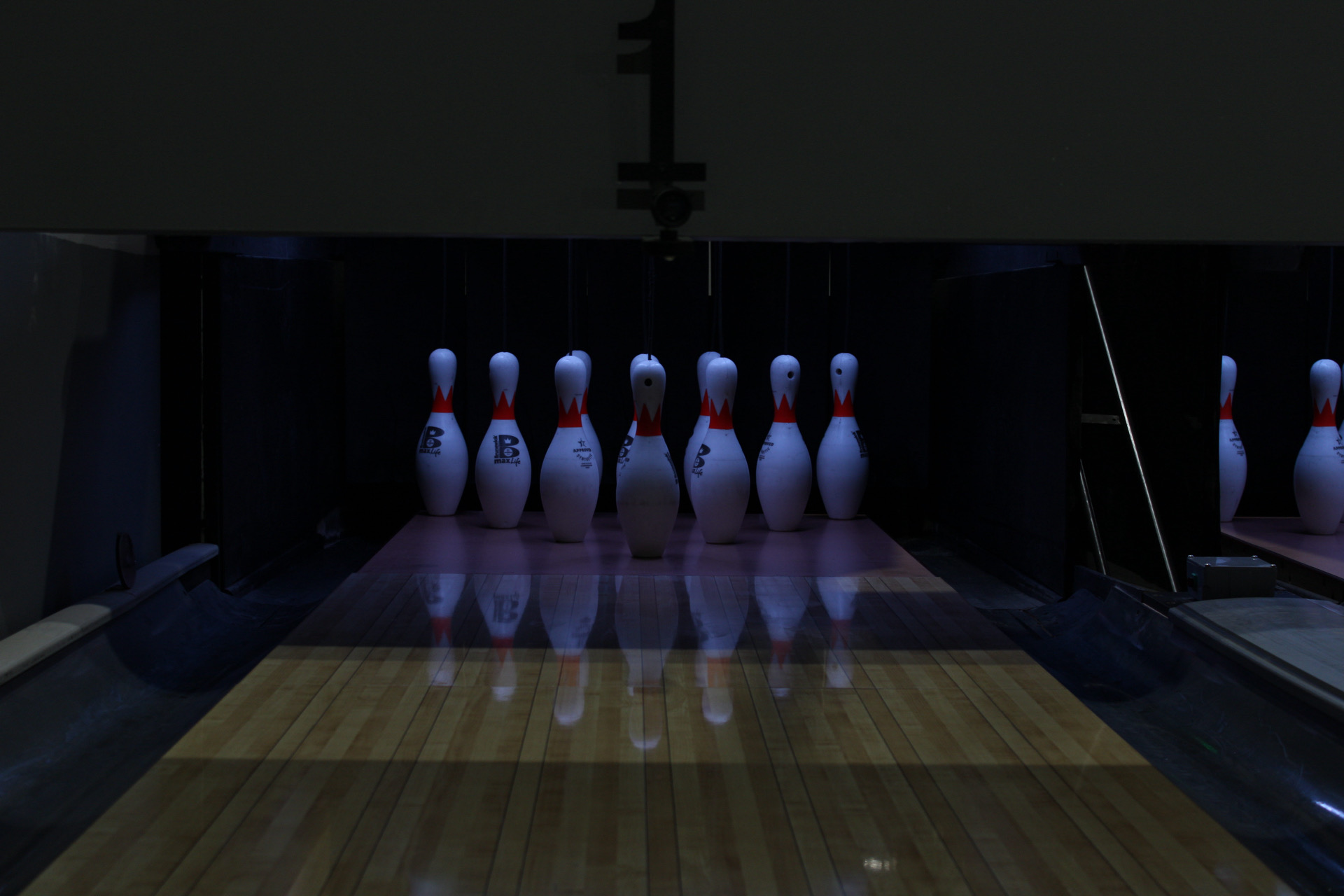 pins at the end of a bowling lane
