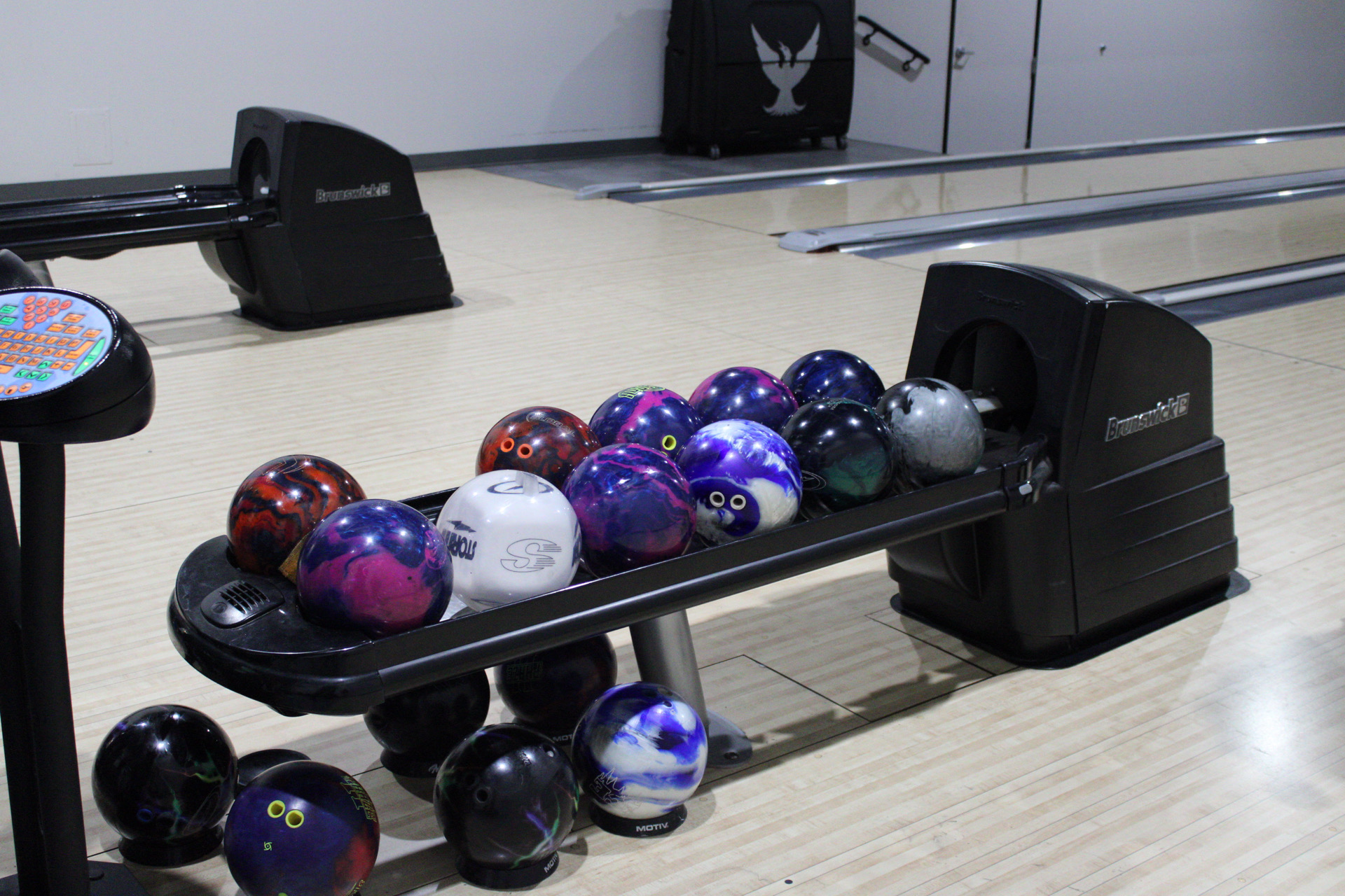 bowling balls in a ball return