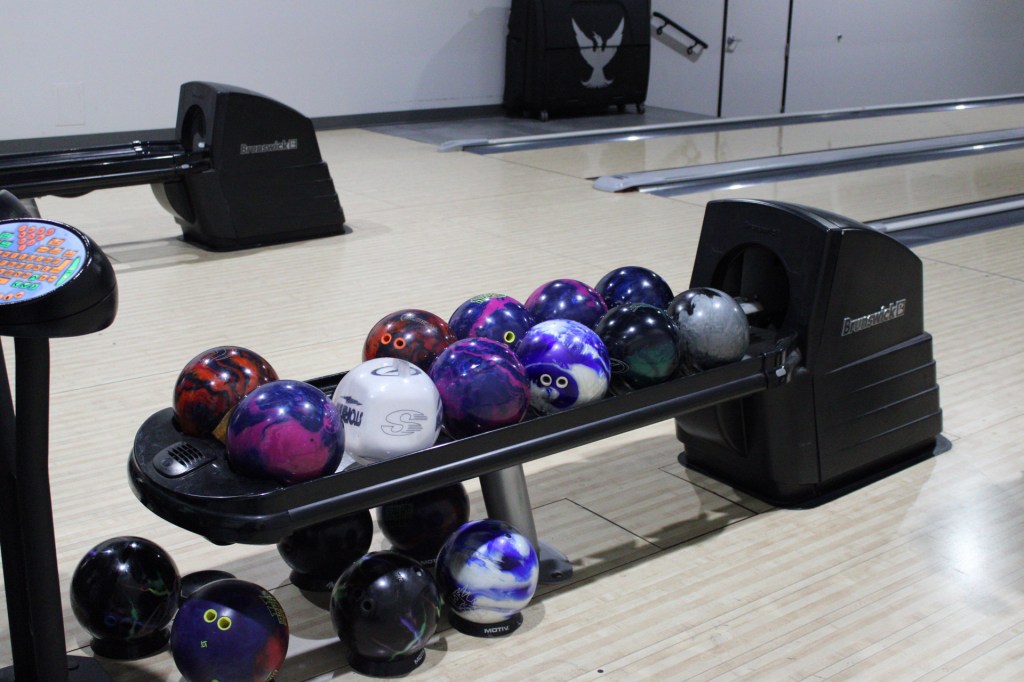 bowling balls in a ball return